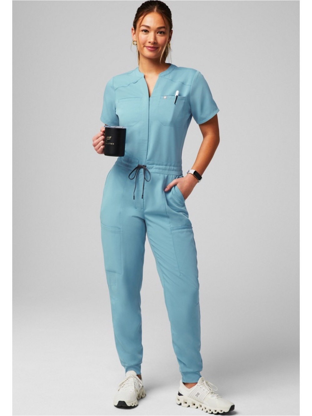 Fabletics Women's Light Blue Medical Scrub Jumpsuit